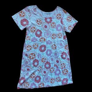 VINTAGE Short Sleeve White Cotton Jersey Floral Dress Size XL